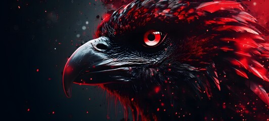 Pointillist grunge design of Devil griffin with abstract dotted pattern ,generative AI