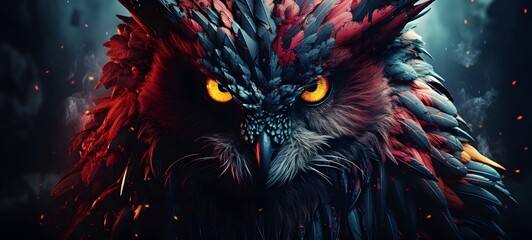 Pointillist grunge design of Devil griffin with abstract dotted pattern ,generative AI