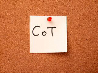 CoT acronym for Chain of Thought on a sticky note