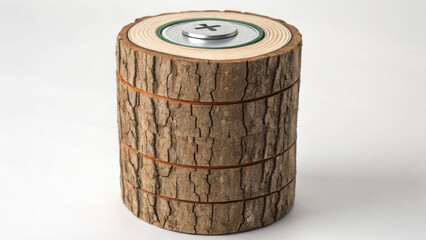 Wooden battery concept climate change energy transition inspires sustainable power innovation and environmental hope