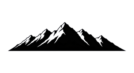 Mountain peak silhouette vector illustration isolated PNG with Transparent Background