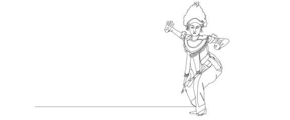 Traditional balinese dance line art illustration. Illustration of balinese woman in traditional clothing.