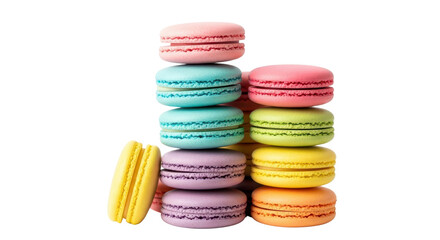 Colorful stack of assorted macarons isolated PNG with Transparent Background