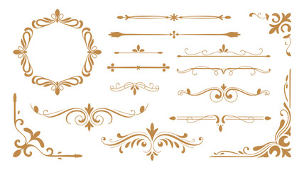 Obraz premium Elegant decorative ornaments flourish swirls and corner embellishments for design