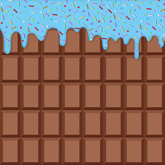 Milk Chocolate Bar with Dripping Blue Glaze and Sprinkles
