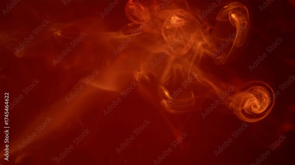 Poster seamlessly looping video showcasing dynamic abstract smoke tendrils drifting and evolving in warm re