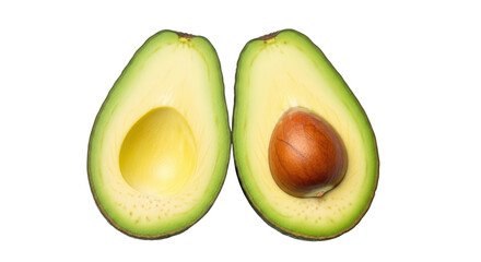 Halved avocado fruit with seed isolated PNG with Transparent Background