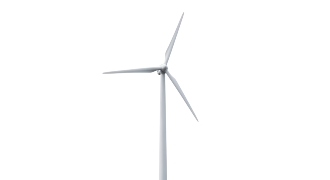 Wind turbine generating sustainable energy isolated PNG with Transparent Background