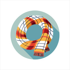 Obraz premium Plaid Winter Scarf Illustration with Checkered Pattern in Circular Frame for Cozy Season Design