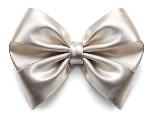 Elegant metallic silver bow tie with subtle pattern on white background