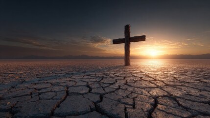 silhouette of cross in sunset