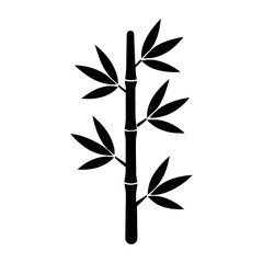 minimal silhouette vector of bamboo stalk with leaves