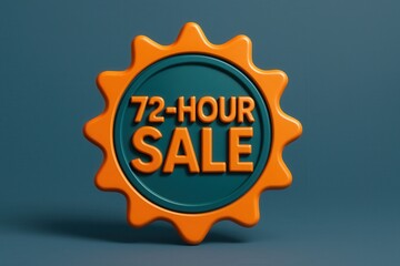 Bold 72-HOUR SALE promotional badge, glossy style, attractive retail discount offer.