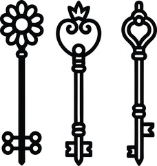 Black and White Skeleton Keys Vector