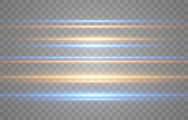 Abstract lights lines on png. Vector laser beams. Glowing streaks on dark background. Luminous neon lines isolated on trasparent backgound.