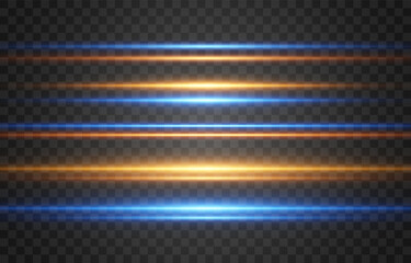 Abstract lights lines on png. Vector laser beams. Glowing streaks on dark background. Luminous neon lines isolated on trasparent backgound.