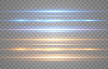 Abstract lights lines on png. Vector laser beams. Glowing streaks on dark background. Luminous neon lines isolated on trasparent backgound.