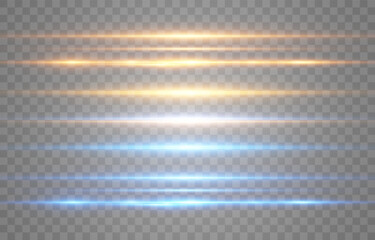 Abstract lights lines on png. Vector laser beams. Glowing streaks on dark background. Luminous neon lines isolated on trasparent backgound.