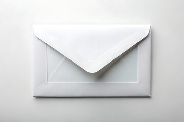 Clean white envelope with shadow on a light gray background top down view