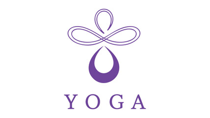 Fototapeta premium Elegant yoga logo symbol with infinity and drop shape represents serenity and practice