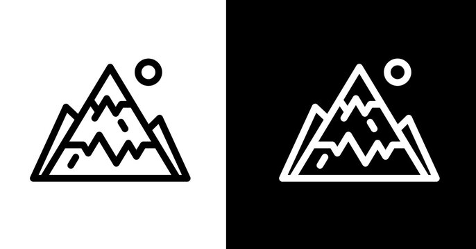 black and white illustration of a mountain icon