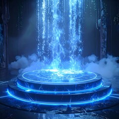 Fantasy portal emitting bright blue energy