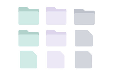 Fototapeta premium Minimalist set of pastel colored folder and document icons for user interface design