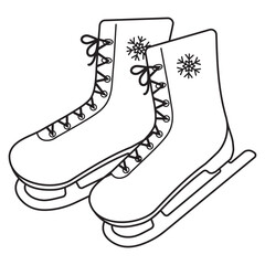 An isolated pair of winter sports shoes for doodle-style speed skating competitions