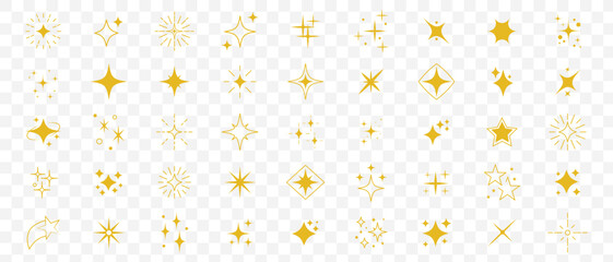 Set of original star sparkle shapes. Abstract shine effect vector sign. Retro futuristic bright vector icons collection. Glowing light effect, twinkle templates stars and bursts, shiny flash.