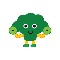 Broccoli Lifting Dumbbells Cartoon Vector Illustration  