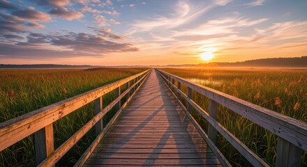 Fototapeta premium wooden bridge over river