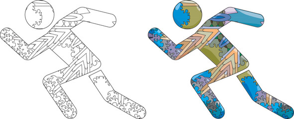 Athletics decorative icon for coloring. Olympic sport
