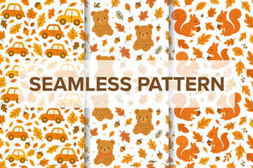 Seamless Pattern with Autumn Themed Elements