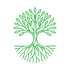 Tree of Life Minimalist Green Icon Illustration