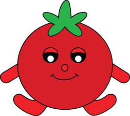 Tomato Doing Yoga Pose Cartoon Vector Illustration  