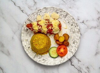 Cordon Bleu with Nasi Goreng Cheesy Cordon Bleu Plate