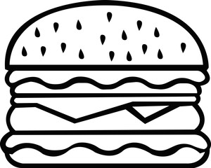 Fast Food icon. Food Silhouette Set with Solid Filled Symbols of Burger, Pizza, Hot Dog, Fries and Soda in Minimal Vector Style .Minimalist Line Drawing of Delicious Sloppy Joes.