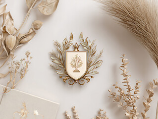 wedding badge luxury gold round label