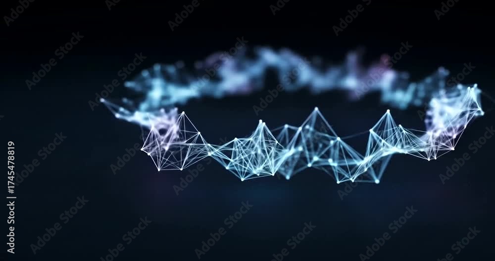 Wall mural abstract digital wave pattern with glowing lines in dark background