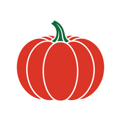Simple red pumpkin with green stem graphic illustration squash gourd