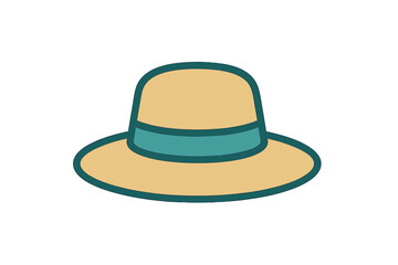Wide brim sun hat with teal ribbon band, representing summer vacation and travel accessories