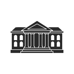 Fototapeta premium Black and white icon of a classical building with columns