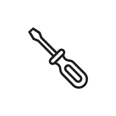 Vector art of flat line icon of a screwdriver