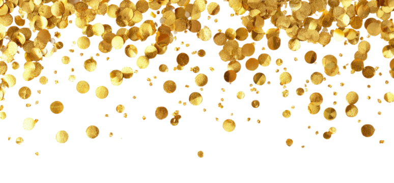 Gold confetti on black background