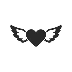 Obraz premium Black winged heart icon symbolizing love, freedom, and spirit