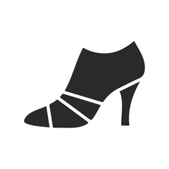 Obraz premium Elegant high-heel shoe silhouette with strappy design on white background