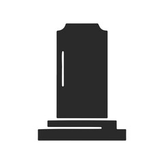 Monochrome silhouette of a tombstone icon with base