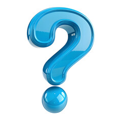Naklejka premium Blue question mark on white background, 3D rendering.