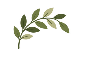 Obraz premium Minimalist botanical element with curved stem and various shades of green foliage