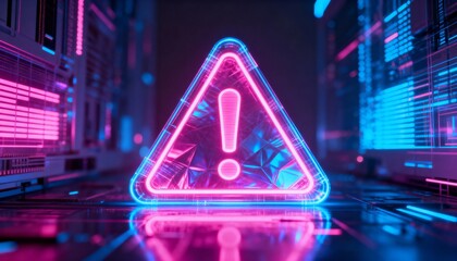 A virus alert warning displayed on a digital screen with red danger symbols and glitch effects, in a futuristic environment	